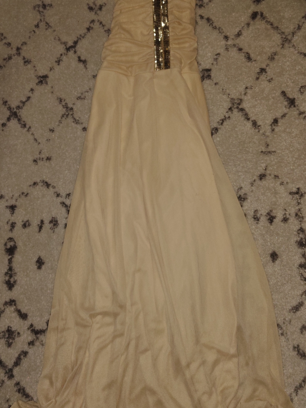 2000s Cream Maxi Skirt with Gold Accent